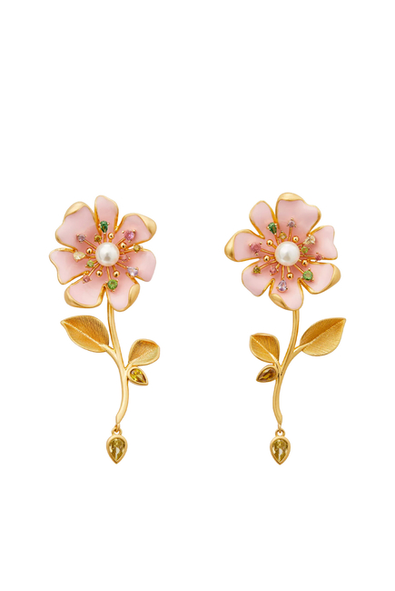Bloom in Color Linear Earrings, Plated Metal